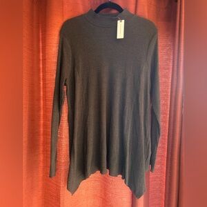 NWT T.LA Anthropologie Thermal Waffle Mock Neck Tunic in Moss Size L